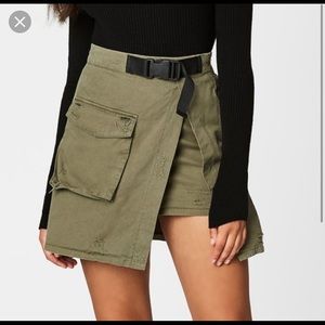 Carmar Green Cargo Buckle Asymmetrical Skirt NWT